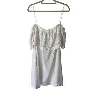 L*Space Women Abby Mini Dress Size Large White Off The Shoulder Ruffle Neck New